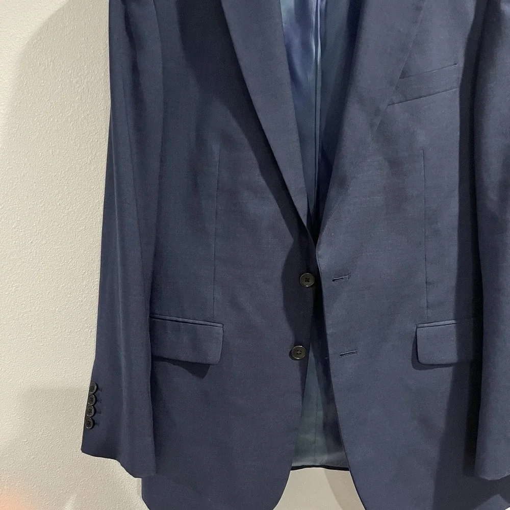 Charles Tyrwhitt 40R Classic Fit Navy Blue Super 100s Wool Blazer Sport Coat